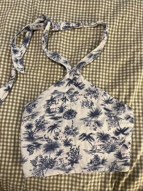 Abercrombie Toile Palm Halter Crop Top
